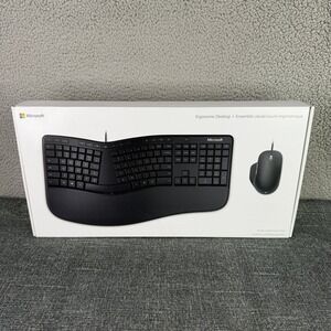 Microsoft Ergonomic Desktop Keyboard and Mouse Set Black Wired USB RJU-00001